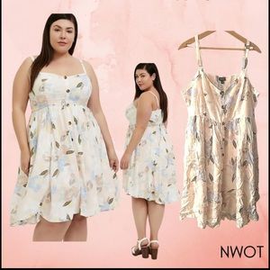 Floral Challis Button High Low Dress